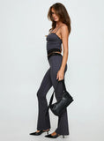 Georganna Lace Trim Flare Pant Charcoal