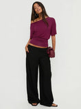Khane Low Rise Wide Leg Pant Black
