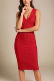 Noa V Neck Bodycon Dress Red Wine