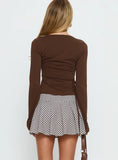Nikoleta Pleat Mini Skirt Brown White Check