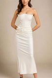Hope Bodycon Wrap Maxi Dress White Pearl