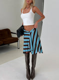Esmeray Midi Skirt Retro Stripe Blue