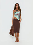 Lailana Tie Back Strapless Scarf Top Aqua Polka