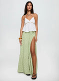 Silver Soul Embroidered Maxi Skirt Sage