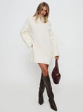 Tarin Long Sleeve Knit Mini Dress Cream