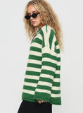 Brando Knit Sweater Green Cream Stripe
