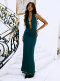 Heartseeker Halter Maxi Dress Forest Green