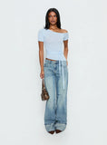 Kastor One Shoulder Short Sleeve Top Pale Blue