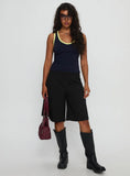 Elionne V Neck Contrast Top Navy Yellow