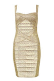 Heidi Bandage Mini Dress Gold