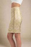 High Waist Metallic Leather Mini Skirt Gold