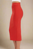 Pencil High Waist Bandage Midi Skirt Lipstick Red