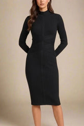 Jane Long Sleeve Bodycon Midi Dress Classic Black