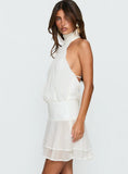 Zenayda Drop Waist Sequin Mini Dress White