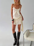 Skinny Dipping Ruffle Sheer Top Cream