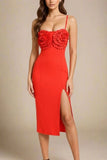 Faye Bandage Midi Dress Lipstick Red