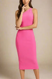 Joi Bodycon Midi Dress Hot Pink