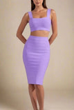 Ophelia Bandage Crop Top and Skirt Set Violet