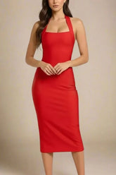Raya Bodycon Midi Dress Lipstick Red