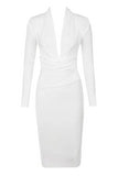 Blaire Long Sleeve Bandage Dress White Pearl