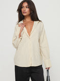 Mallin Shirt Cream Brown Stripe