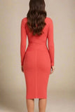 Jane Long Sleeve Bodycon Midi Dress Lipstick Red