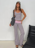Kobee Jersey Flare Pants Slate / Dusty Pink