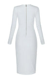 Olivia Long Sleeve Bandage Dress White Pearl
