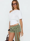 Declanne Wrap Micro Shorts Green Stripe