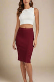 Pencil High Waist Bandage Knee Length Skirt Red Wine