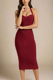 Lara Bandage Midi Dress Red Wine