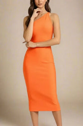 Joi Bodycon Midi Dress Apricot Orange Sale