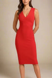 Ash Bandage Dress Lipstick Red
