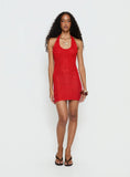 Lior Knit Scoop Halter Mini Dress Red