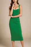 Heidi Bandage Midi Dress Emerald Green