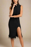 Erin High Neck Bandage Dress Classic Black