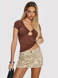 Redford Low Rise Denim Mini Skirt Camouflage