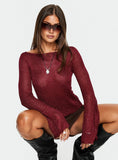 Evanne Long Sleeve Knit Top Red