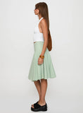 Evangaleine Pleat Midi Skirt Green White
