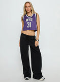 NYU Cropped Basketball Jersey Tank Violet