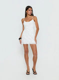 Lissie Scoop Mini Dress White Polka Dot