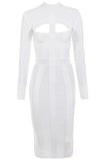 Brooke Long Sleeve Bandage Dress White Pearl Sale