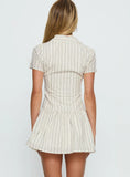 Windswept Shirt Mini Dress Cream Black Stripe