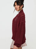 Abner Cable Cardigan Burgundy