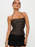 The Player Backless Tie Neck Top Gold Black Stripe