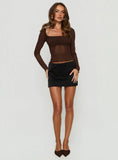Victoire Long Sleeve Mesh Top Chocolate