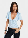 Sun Will Rise Tie Detail Top Blue