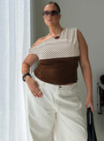 Past Life One Shoulder Top Brown / Stripe Curve