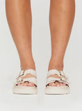 Ma Belle Sandals Cream Faux Suede