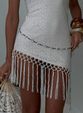 Delle Pearl Detail Wrap Belt Brown